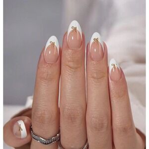 BTArtbox  Dinner Star Press On Nails Almond Shape  french Gel Look | Soft